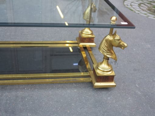 1950/70 Coffee Table Horses Heads in the Style of Maison Charles Plated Feet to Wallnut - Image 4
