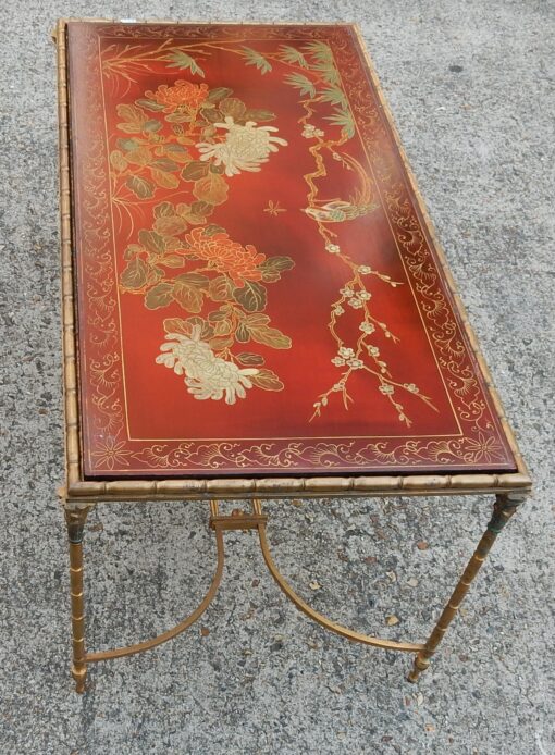 1950/70' Coffee Table in The Style of Maison Baguès Red Lacquer of China - Image 3
