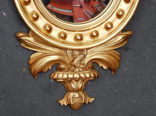 1950/70' Miroir Convexe à l'Aigle, Bois Doré H 97 cm – Image 8