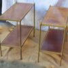 Paire d Etageres en bronze  Maison Bagués et 2 plateaux gainés de cuir beige – Image 2
