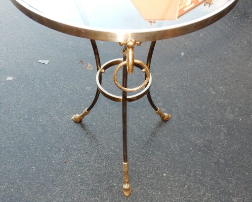 1970/80 Pedestal in Gilt and Silvered  Bronze with Top in Glass Maison Charles - Image 2