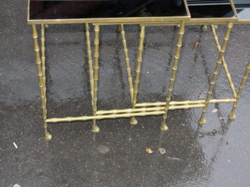 1950/70 Série de 3 Tables Gigognes Modèle Bambou avec Pieds Maison Baguès – Image 8