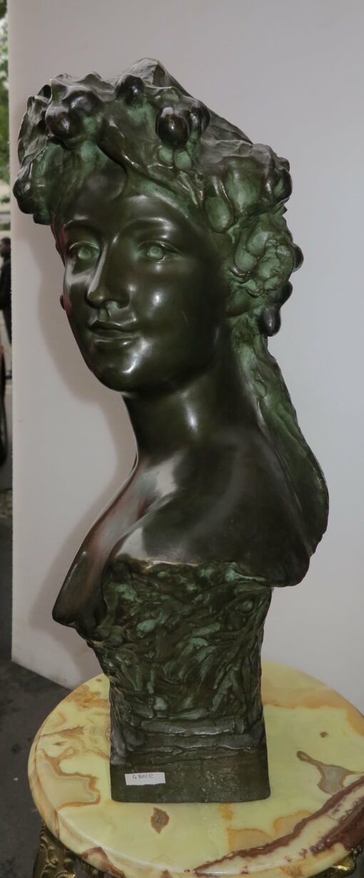 1900, Jef Lambeaux Bronze Dark Patined Woman's Bust - Image 2