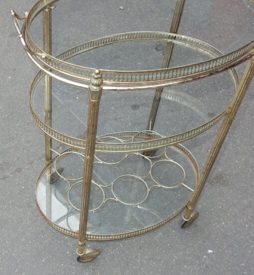 1950/70 Rolling Bar Silvered Brass Maison Bagués 3 Levels - Image 5