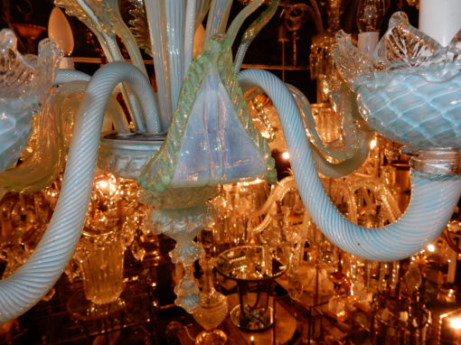 1950/70 'Murano chandeliers Milky Blue Opalescent 6 Arms of Light - Image 5