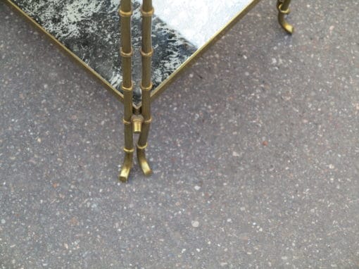 1970' Shelf  in Brass Maison Bagués ,Bamboo Model Top oxyded silvered miror - Image 5