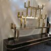 1970' Sideboard Lacquered Dark Purple style Aldo Tura Signed Roméo with Shelf in Gilded Brass Style Japan - Image 3