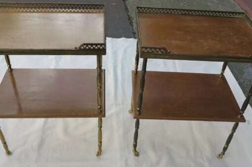 Side table pair has castors in brass with gallery Maison Bagués - Image 5