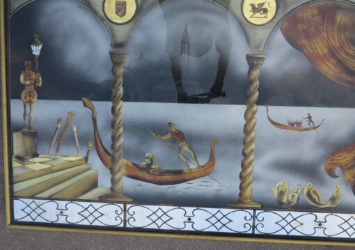 1950′ Eglomised Panel “Gondola ride for the Carnival of Venice” - Image 7