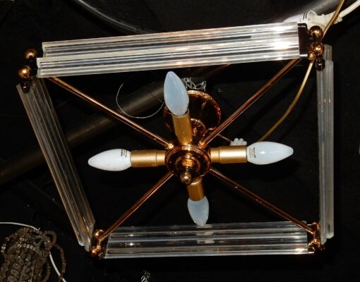 1970' Gilted Iron and Lucite Ceiling Light Shape Style Design Square Form - Image 3