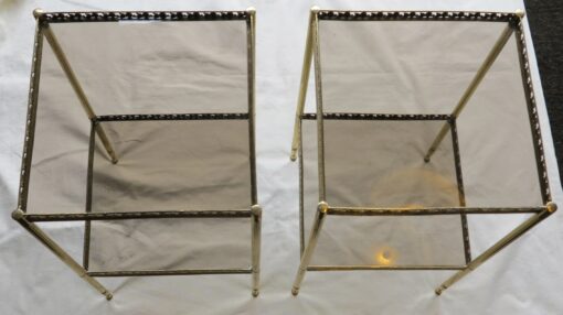 1970 Side table pair 36 x 36 in brass with gallery Maison Bagués - Image 4