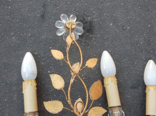 1970' Pair Wall Lamp has the Flower Baguès H 40 cm - Image 5