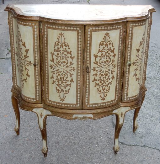 1970' Buffet Arbaléte 4 Portes Bois Doré Style Renaissance Italienne