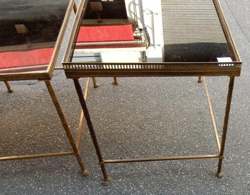 1950/70' Series of 3 Gigognes Tables Model Bamboo with Feet Maison Bagués - Image 8