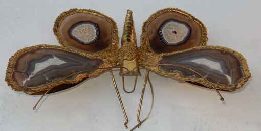 1970' Applique Papillon Signée Isabelle Faure Avec Ailes En Agates 51 X 63 CM – Image 4