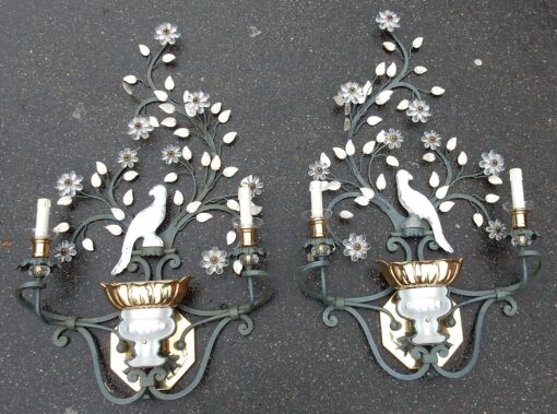 1970' Pair Wall Lamp has the Parakeet in the Style of Maison Baguès H 98 - Image 2