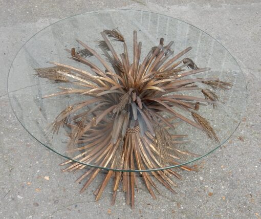 1970' Pedestal Table or Coffee Table in YSL  Style in Gilted Iron - Image 2