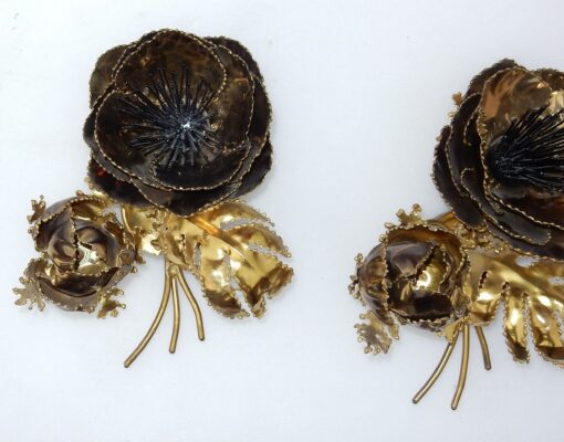1970 ' Wall Lamp Pair Anemones Maison Jansen in Brass - Image 2