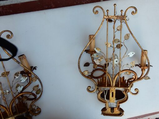 1970' Pair Wall Lamp Deco Chinese in the Style of  Maison Baguès - Image 6
