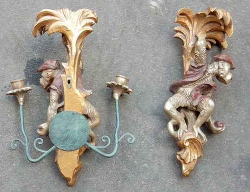 1970/80 ' Pair Of Wall lamps In Resin To the Monkeys Pirates - Image 3
