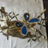 1970' Lighting Coffee table in the Bonsai on golden bronze sand dune Willy  Daro or Duval Brasseur with butterfly in bronze  and fly in blue agate - Image 6
