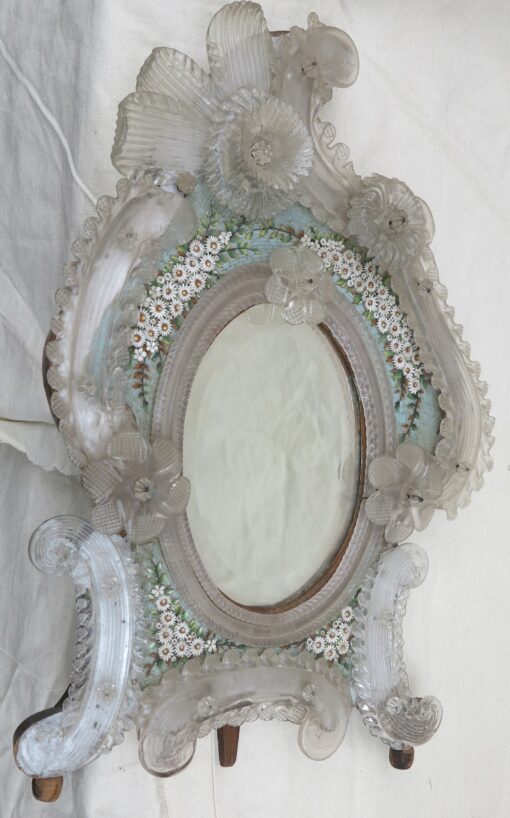 Murano Mirror Decorated with Flowers in Micromosaique - Image 2