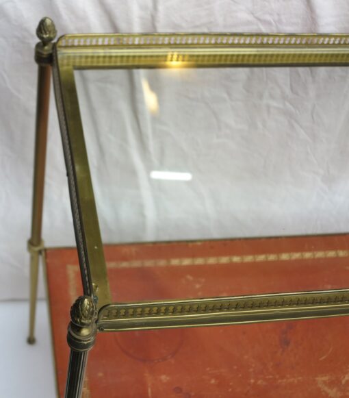 1970' Shelf in Brass with Gallery Maison Baguès 2 Trays with Glass and Leather - Image 3