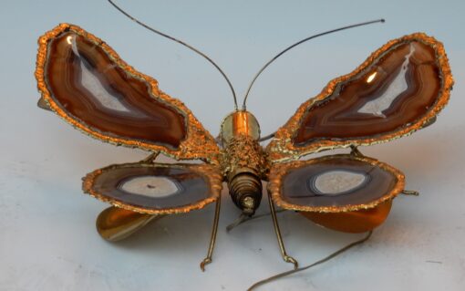 1970' Applique Papillon Signée Isabelle Faure Avec Ailes En Agates 51 X 63 CM – Image 2