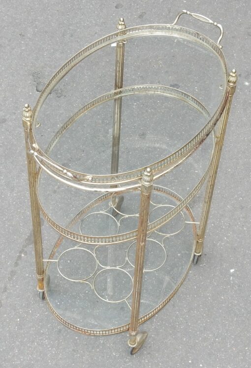 1950/70 Rolling Bar Silvered Brass Maison Bagués 3 Levels - Image 4