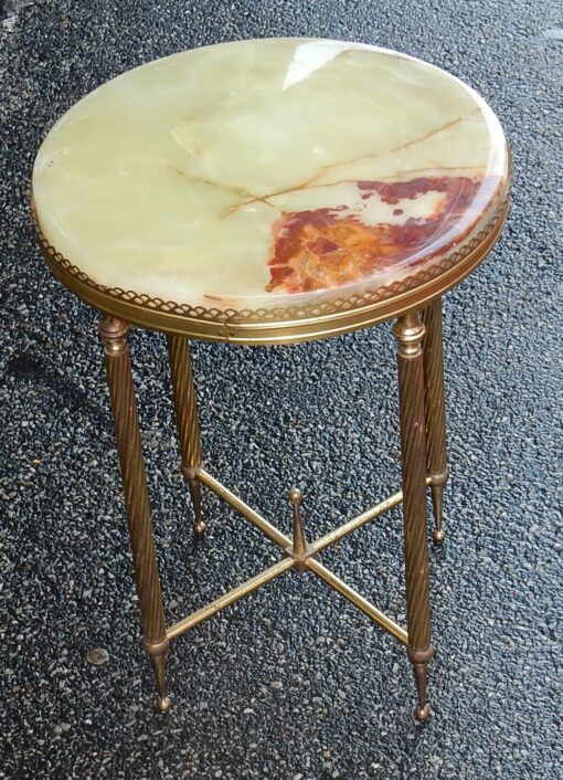 1950/70 'Pedestal Brass Gallery Openwork Style Maison Bagues Onyx Tray - Image 2
