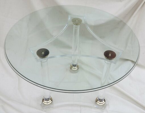 1970' Round Table or Lucite Pedestal Table And Golden Cabochons - Image 2