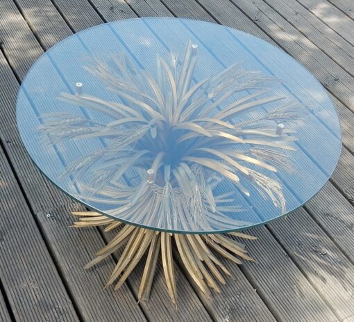 1970' Pedestal Table or Coffee Table in the Style YSL in Gilted Iron - Image 3