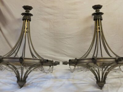1950 ' Pair of Chandeliers 10 Lights Style Maison Jansen