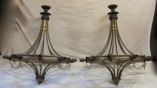 1950' Paire de Lustres 10 Lumières Style Maison Jansen H 124 x D 104 cm
