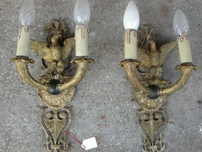 20' Sconces pair in brass st Empire with eagle