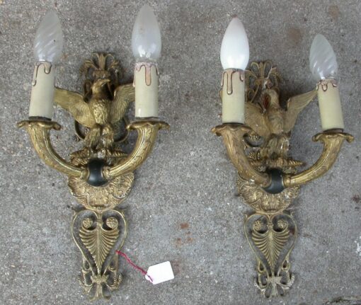 20' Sconces pair in brass st Empire with eagle