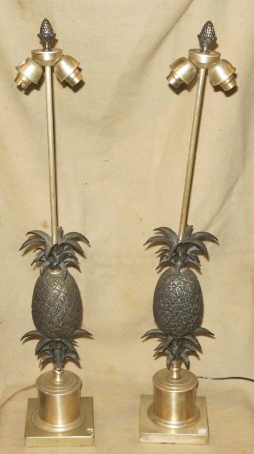 Pair of lamps Pineapple silvered Maison Charles  Style