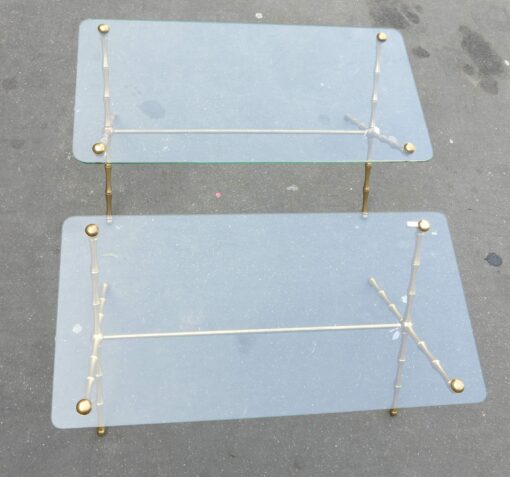 1950/70' Pair Coffee tables in Gilted Bronze Model Bamboo in X Maison Baguès - Image 5