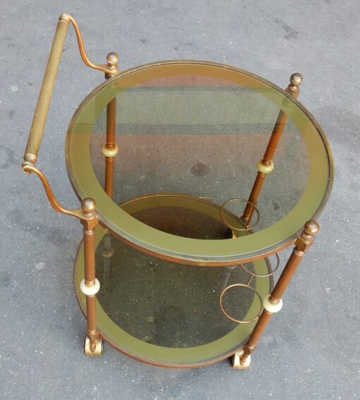 1950/70 Rolling Bar Gilded Brass Maison Jansen 2 Levels - Image 2