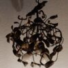 1900' Lustre Boule de Gui en Bronze Art Nouveau à 2 Lampes Diamètre 45 cm