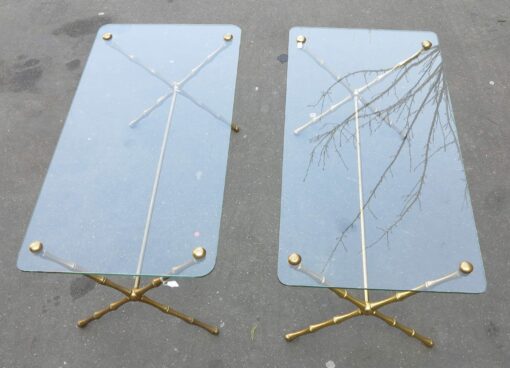 1950/70' Pair Coffee tables in Gilted Bronze Model Bamboo in X Maison Baguès