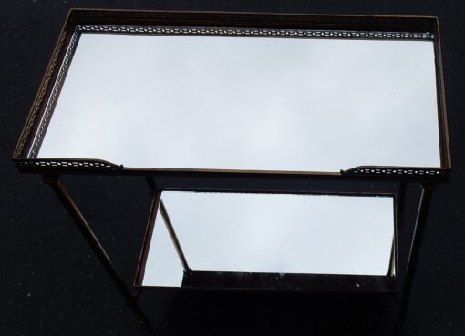 1970' Bout de Canapé Rectangulaire Maison Baguès Plateaux Miroirs avec Galeries Ajourées 50,5 x 25,5 cm – Image 3