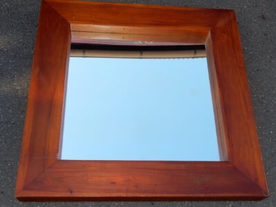 1950' Miroir Art Déco Minimaliste Acajou Blond Style Maxime Old 100 X 100 cm