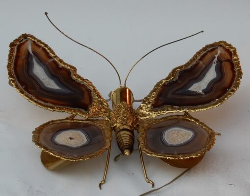 1970' Applique Papillon Signée Isabelle Faure Avec Ailes En Agates 51 X 63 CM – Image 8