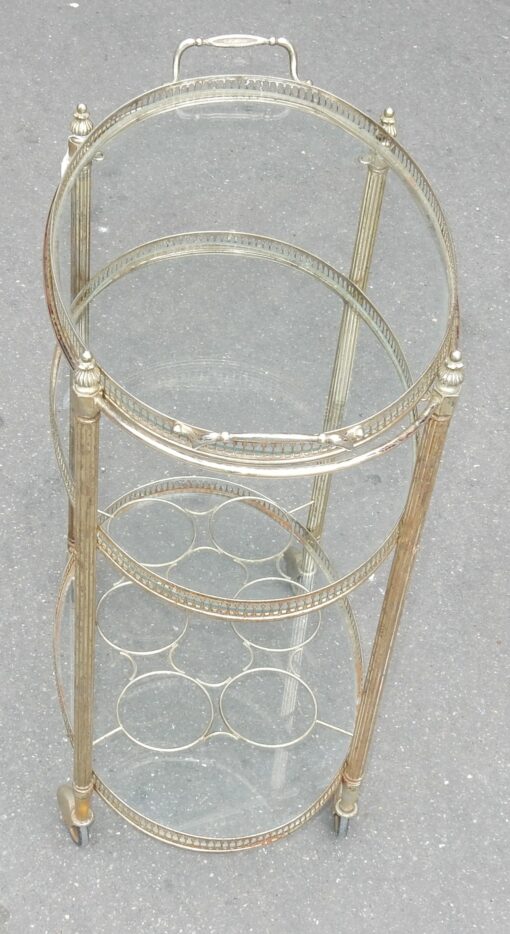 1950/70 Rolling Bar Silvered Brass Maison Bagués 3 Levels - Image 7