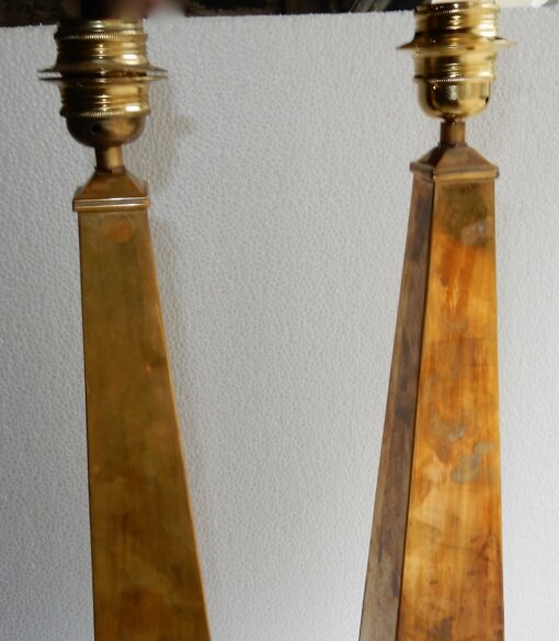 1970 ' Pair of Lamps Obelisks in Brass In The Style Of Maison Jansen - Image 7