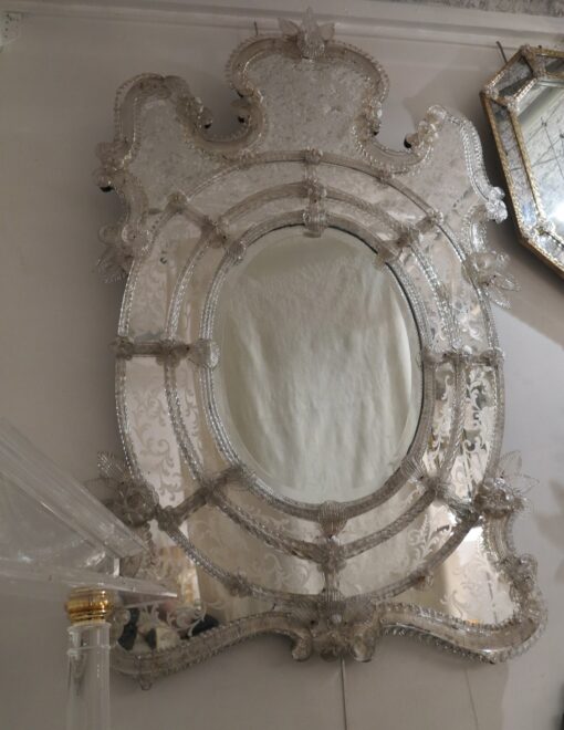 1950' Mirror Murano Center Mirror Beveled - Image 5
