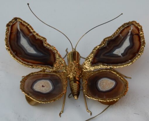 1970' Applique Papillon Signée Isabelle Faure Avec Ailes En Agates 51 X 63 CM – Image 7