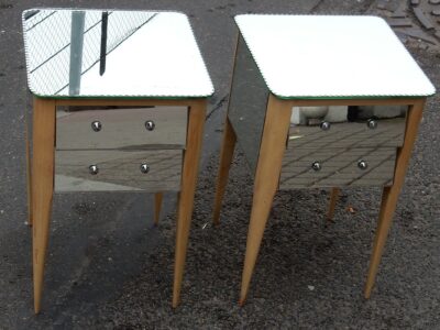 1950/60 Paire De Chevets Art Deco Miroir