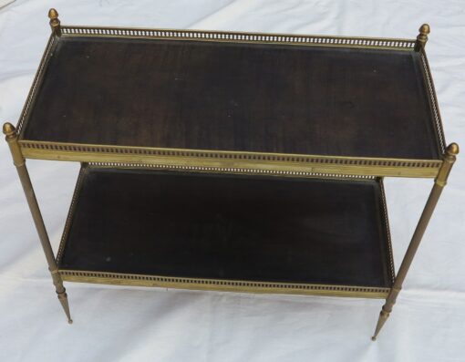 1950/70' Shelf in brass with gallery Maison Bagués 2 tray with black leather - Image 4